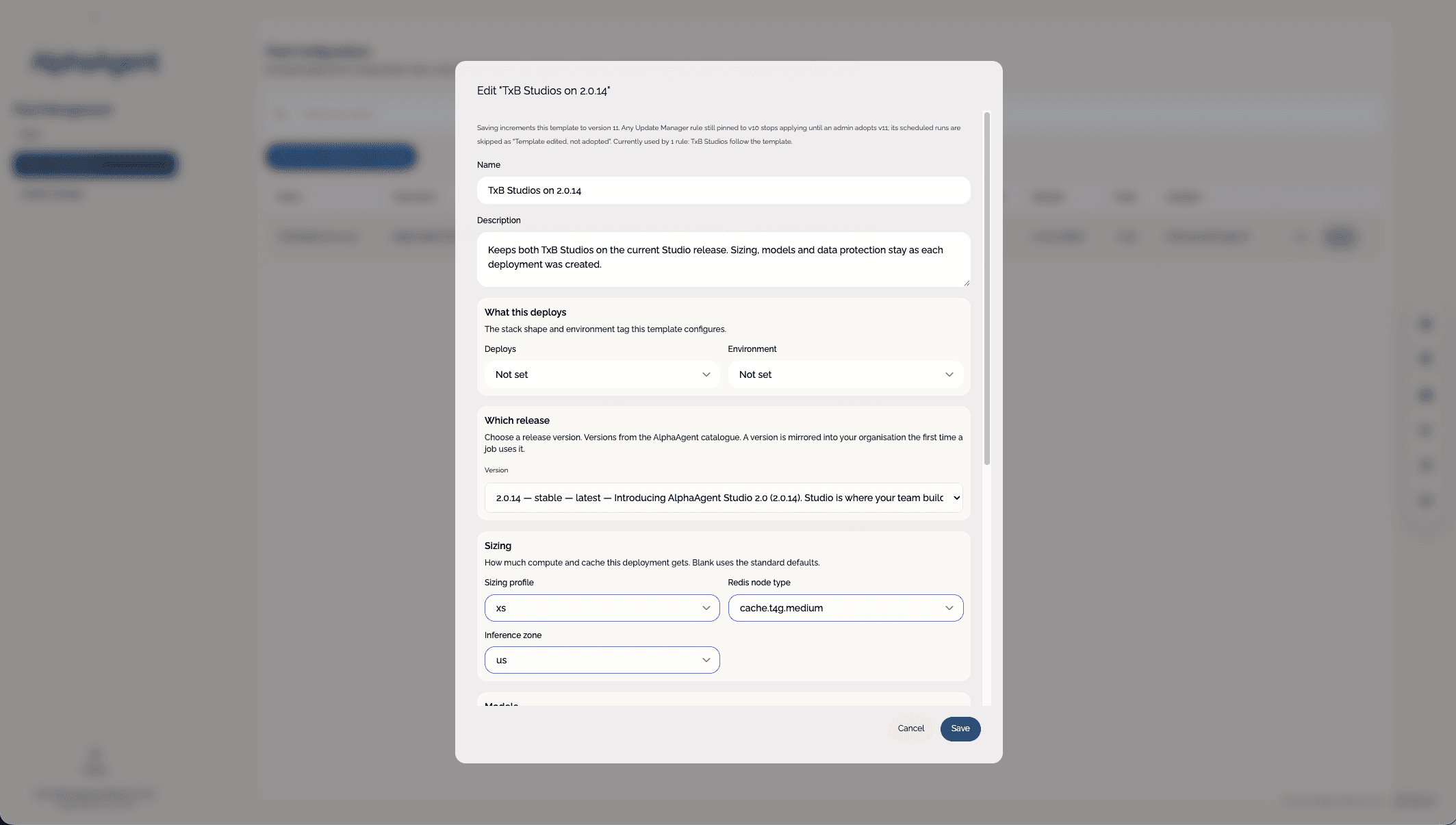 Organisations configuration template for a Studio deployment.