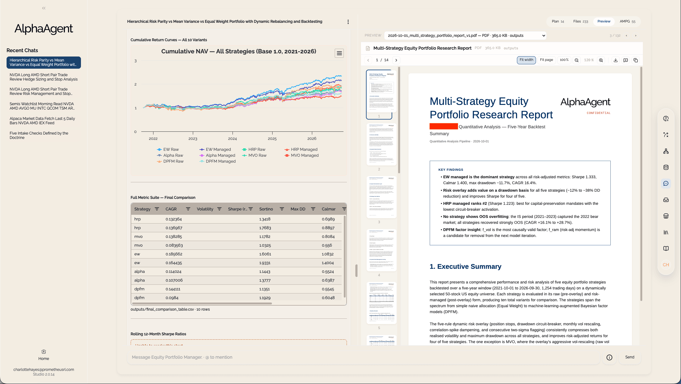 Generated documents and diagrams available to review and download from a Studio conversation.
